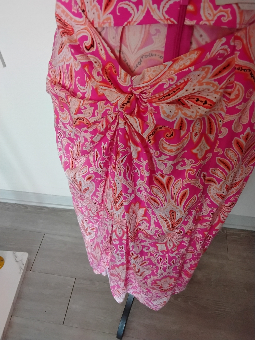 LOFT Pink Paisley High-Low Skirt with Orange Accents